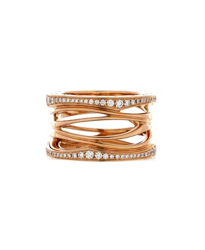 Pre-owned Pre-owned Bvlgari  Bvlgari B. Zero1 Design Legend Zaha Hadid Four Band Ring 18k Rose Gold With Diamonds In Pink