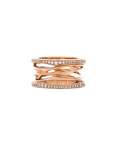 Pre-owned Pre-owned Bvlgari  Bvlgari B. Zero1 Design Legend Zaha Hadid Four Band Ring 18k Rose Gold With Diamonds In Pink