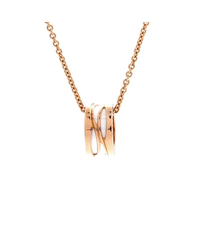 Pre-owned Pre-owned Bvlgari  Bvlgari B. Zero1 Design Legend Zaha Hadid Pendant Necklace 18k Rose Gold With Ceramic, 15. In Pink