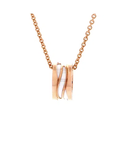 Pre-owned Pre-owned Bvlgari  Bvlgari B. Zero1 Design Legend Zaha Hadid Pendant Necklace 18k Rose Gold With Ceramic, 18" In Pink