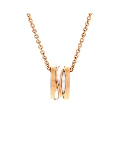 Pre-owned Pre-owned Bvlgari  Bvlgari B. Zero1 Design Legend Zaha Hadid Pendant Necklace 18k Rose Gold With Ceramic, 18" In Pink