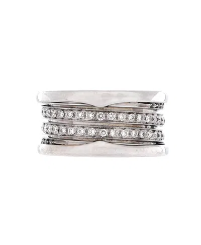 Pre-owned Pre-owned Bvlgari  Bvlgari B. Zero1 Four Band Ring 18k White Gold And Pave Diamonds