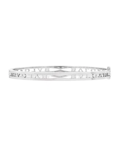Pre-owned Pre-owned Bvlgari  Bvlgari B. Zero1 Hinged Bangle Bracelet 18k White Gold