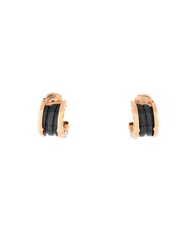 Pre-owned Pre-owned Bvlgari  Bvlgari B. Zero1 Hoop Earrings 18k Rose Gold And Ceramic
