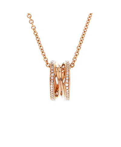 Pre-owned Pre-owned Bvlgari  Bvlgari B. Zero1 Open Design Legend Zaha Hadid Pendant Necklace 18k Rose Gold With Diamond In Pink