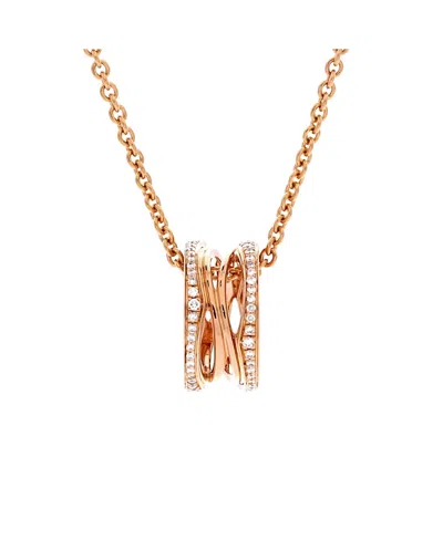 Pre-owned Pre-owned Bvlgari  Bvlgari B. Zero1 Open Design Legend Zaha Hadid Pendant Necklace 18k Rose Gold With Diamond In Pink