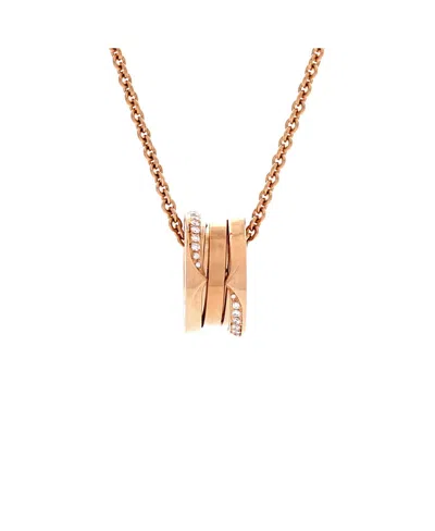 Pre-owned Pre-owned Bvlgari  Bvlgari B. Zero1 Pendant Necklace 18k Rose Gold With Diamonds, 17.75" In Pink