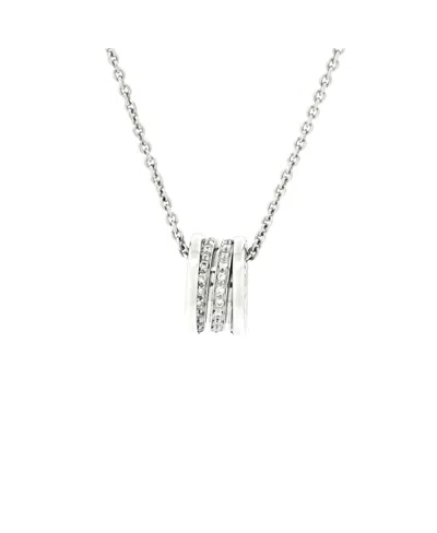 Pre-owned Pre-owned Bvlgari  Bvlgari B. Zero1 Pendant Necklace 18k White Gold With Diamonds
