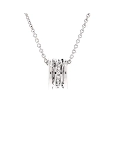 Pre-owned Pre-owned Bvlgari  Bvlgari B. Zero1 Pendant Necklace 18k White Gold With Diamonds