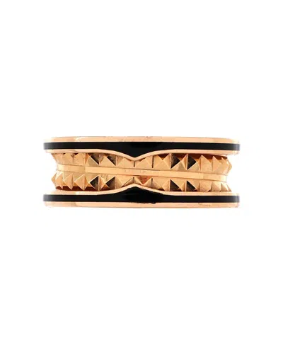 Pre-owned Pre-owned Bvlgari  Bvlgari B. Zero1 Rock Two Band Ring 18k Rose Gold And Ceramic