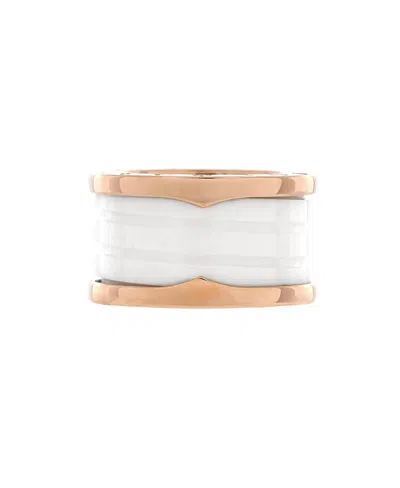 Pre-owned Pre-owned Bvlgari  Bvlgari B. Zero1 Three Band Ring 18k Rose Gold And Ceramic In Pink