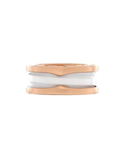 Pre-owned Pre-owned Bvlgari  Bvlgari B. Zero1 Two Band Ring 18k Rose Gold And Ceramic In Pink