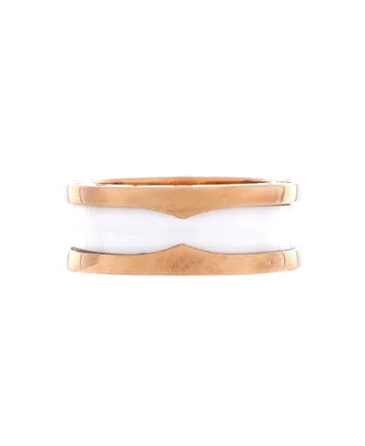 Pre-owned Pre-owned Bvlgari  Bvlgari B. Zero1 Two Band Ring 18k Rose Gold And Ceramic In Pink