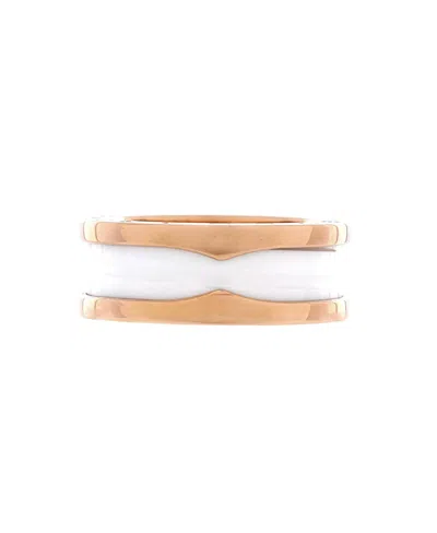 Pre-owned Pre-owned Bvlgari  Bvlgari B. Zero1 Two Band Ring 18k Rose Gold And Ceramic In Pink