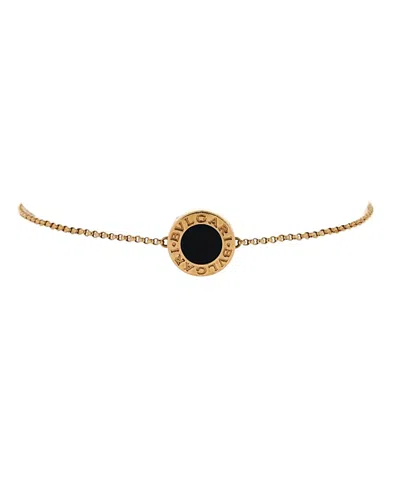 Pre-owned Pre-owned Bvlgari  Bvlgari Bvlgari Bvlgari Chain Bracelet 18k Gold And Onyx