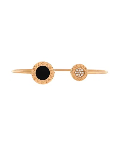 Pre-owned Pre-owned Bvlgari  Bvlgari Bvlgari Bvlgari Cuff Bracelet 18k Rose Gold With Onyx And Diamonds