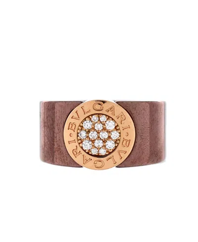 Pre-owned Pre-owned Bvlgari  Bvlgari Cigar Band Ring 18k Rose Gold And Metal With Diamonds In Pink