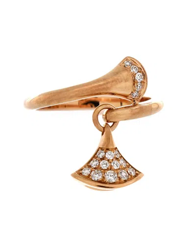 Pre-owned Pre-owned Bvlgari  Bvlgari Divas' Dream Charm Ring 18k Rose Gold With Diamonds In Pink