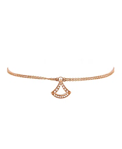 Pre-owned Pre-owned Bvlgari  Bvlgari Divas' Dream Open Bracelet 18k Rose Gold And Diamonds In Pink