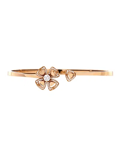 Pre-owned Pre-owned Bvlgari  Bvlgari Fiorever Bangle Bracelet 18k Rose Gold With Pave Diamonds In Pink