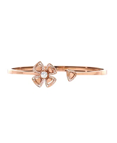 Pre-owned Pre-owned Bvlgari  Bvlgari Fiorever Bangle Bracelet 18k Rose Gold With Pave Diamonds In Pink