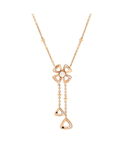Pre-owned Pre-owned Bvlgari  Bvlgari Fiorever Drop Pendant Necklace 18k Rose Gold And Diamonds