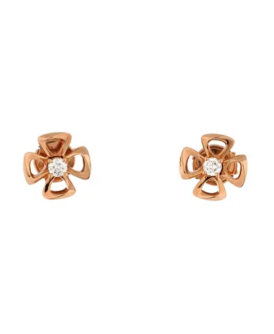 Pre-owned Pre-owned Bvlgari  Bvlgari Fiorever Stud Earrings 18k Rose Gold With Diamond