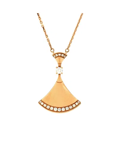 Pre-owned Pre-owned Bvlgari  Bvlgari Large Divas' Dream Pendant Necklace 18k Rose Gold With Diamonds