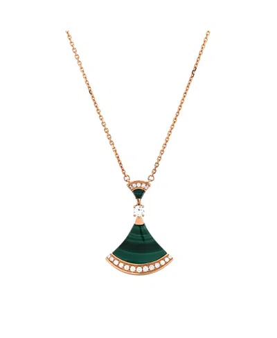Pre-owned Pre-owned Bvlgari  Bvlgari Large Divas' Dream Pendant Necklace 18k Rose Gold With Malachite And Diamonds, 16.