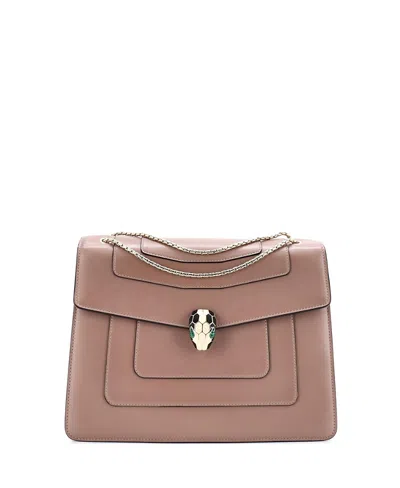 Pre-owned Pre-owned Bvlgari  Bvlgari Large Serpenti Forever Square Shoulder Bag Leather In Neutral