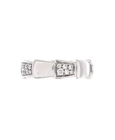 Pre-owned Pre-owned Bvlgari  Bvlgari Large Serpenti Viper Ring 18k White Gold With Half Pave Diamonds