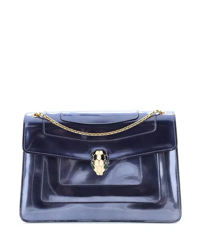 Pre-owned Pre-owned Bvlgari  Bvlgari Medium Serpenti Forever Shoulder Bag Metallic Leather In Silver