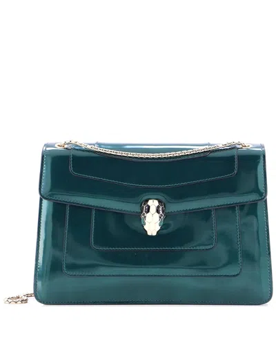 Pre-owned Pre-owned Bvlgari  Bvlgari Medium Serpenti Forever Shoulder Bag Patent In Green