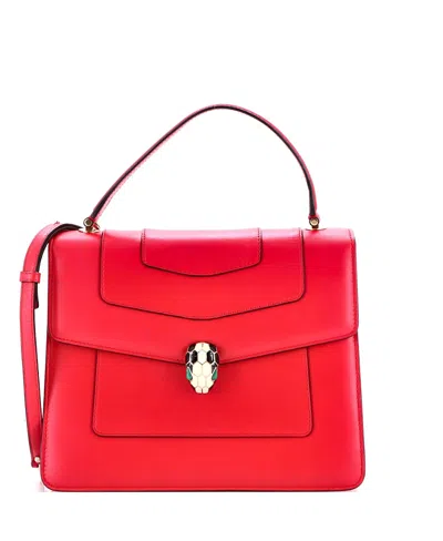 Pre-owned Pre-owned Bvlgari  Bvlgari Medium Serpenti Forever Top Handle Bag Leather In Pink