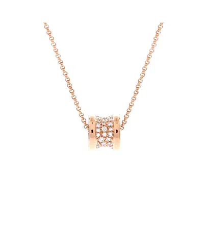 Pre-owned Pre-owned Bvlgari  Bvlgari Mini B. Zero1 Pendant Necklace 18k Rose Gold With Pave Diamonds 17.25" In Pink