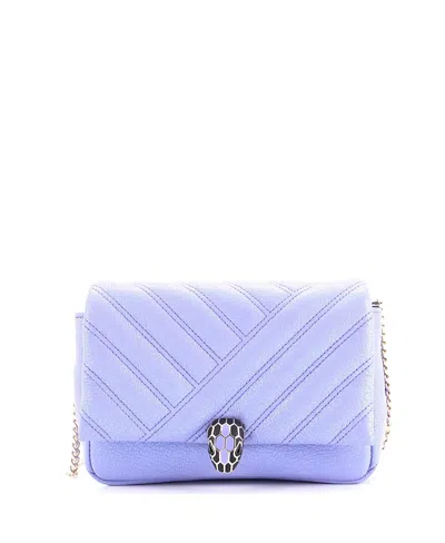 Pre-owned Pre-owned Bvlgari  Bvlgari Mini Serpenti Cabochon Shoulder Bag Diagonal Quilted Leather In Purple