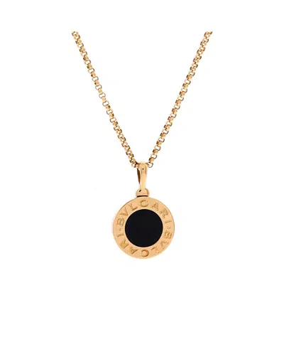 Pre-owned Pre-owned Bvlgari  Bvlgari Pendant Necklace 18k Gold With Onyx 17.25"