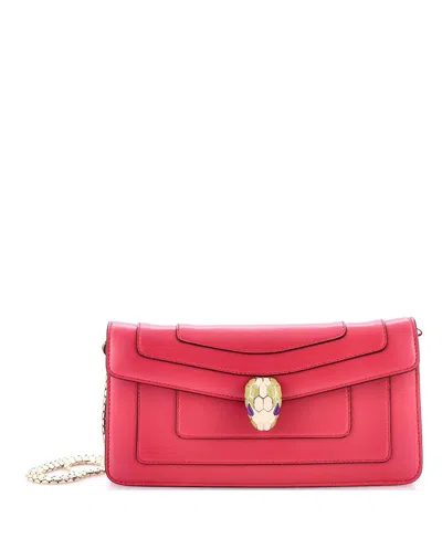 Pre-owned Pre-owned Bvlgari  Bvlgari Serpenti Forever Chain Clutch Leather In Pink