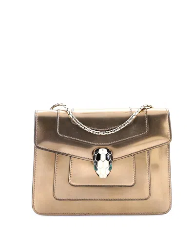 Pre-owned Pre-owned Bvlgari  Bvlgari Serpenti Forever Square Shoulder Bag Metallic Leather