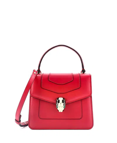 Pre-owned Pre-owned Bvlgari  Bvlgari Serpenti Forever Top Handle Bag Leather In Pink