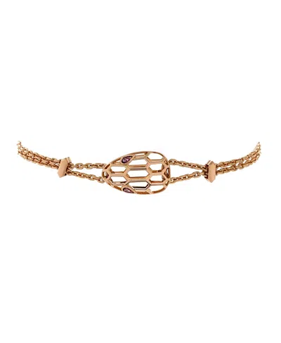 Pre-owned Pre-owned Bvlgari  Bvlgari Serpenti Seduttori Chain Bracelet 18k Rose Gold With Amethyst