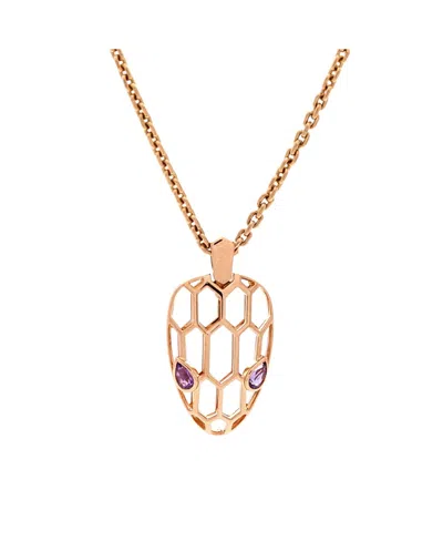 Pre-owned Pre-owned Bvlgari  Bvlgari Serpenti Seduttori Pendant Necklace 18k Rose Gold With Amethyst, 17.25" In Pink