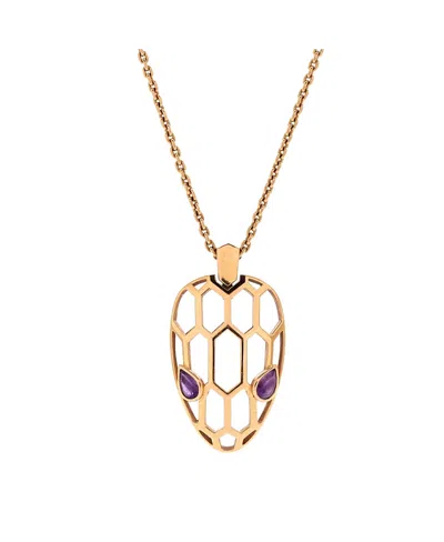 Pre-owned Pre-owned Bvlgari  Bvlgari Serpenti Seduttori Pendant Necklace 18k Rose Gold With Amethyst, 17.75" In Pink
