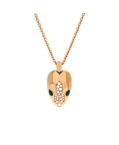 Pre-owned Pre-owned Bvlgari  Bvlgari Serpenti Seduttori Pendant Necklace 18k Rose Gold With Diamonds And Malachite, 17. In Pink