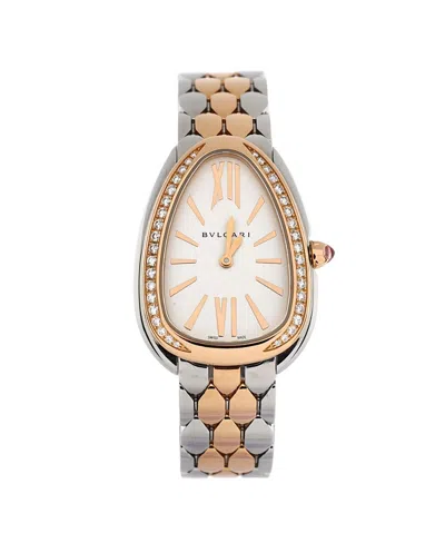 Pre-owned Pre-owned Bvlgari  Bvlgari Serpenti Seduttori Quartz Watch In Stainless Steel And Rose Gold With Diamond Beze In Dial Color: Silver