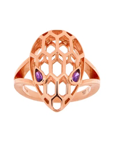 Pre-owned Pre-owned Bvlgari  Bvlgari Serpenti Seduttori Ring 18k Rose Gold With Amethyst
