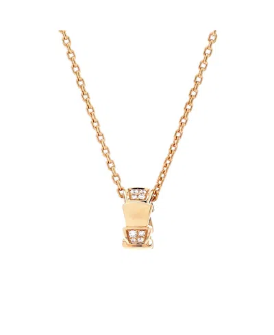 Pre-owned Pre-owned Bvlgari  Bvlgari Serpenti Viper Pendant Necklace 18k Rose Gold With Diamonds, 19 - 19.75"