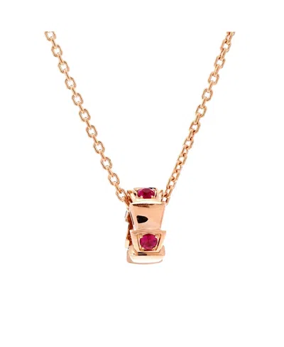 Pre-owned Pre-owned Bvlgari  Bvlgari Serpenti Viper Pendant Necklace 18k Rose Gold With Rubies, 16.25 - 17" In Pink