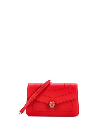 Pre-owned Pre-owned Bvlgari  Bvlgari Small Serpenti Forever East West Shoulder Bag Leather In Red