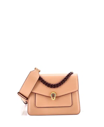 Pre-owned Pre-owned Bvlgari  Bvlgari Small Serpenti Forever Maxi Chain Crossbody Bag Leather In Pink